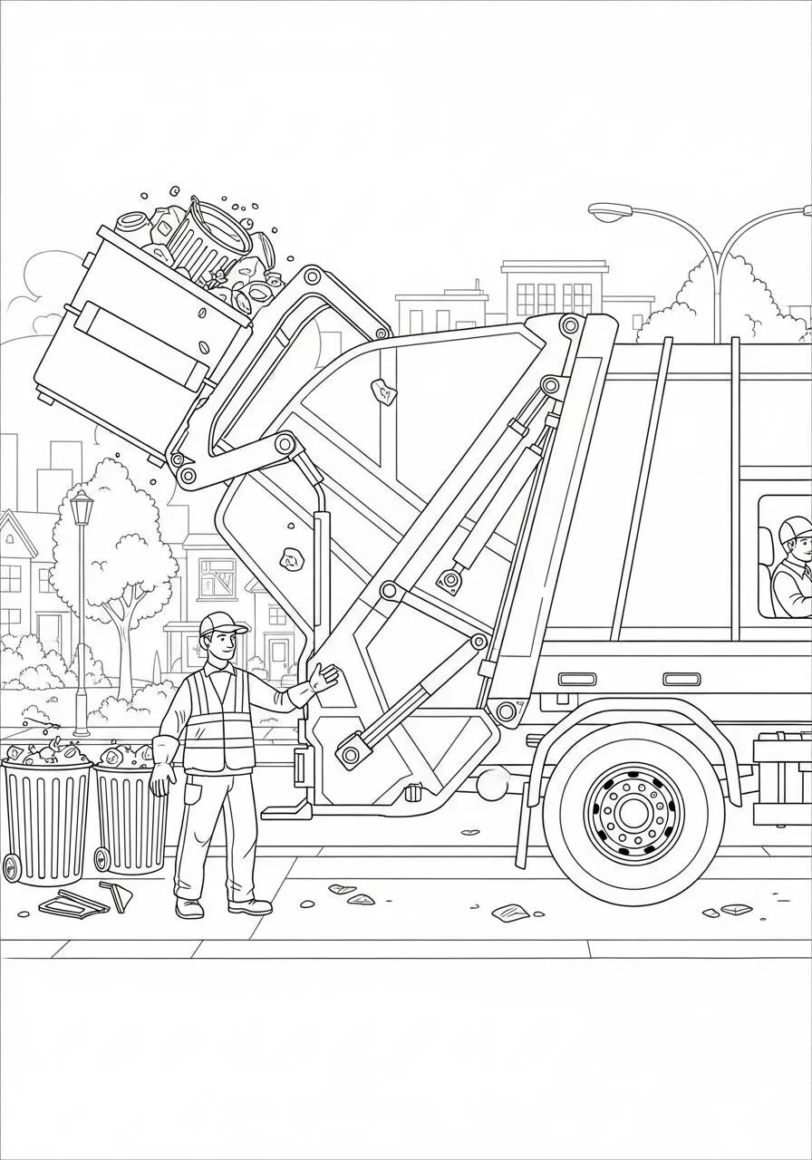 Camión De Basura Dibujo para colorear