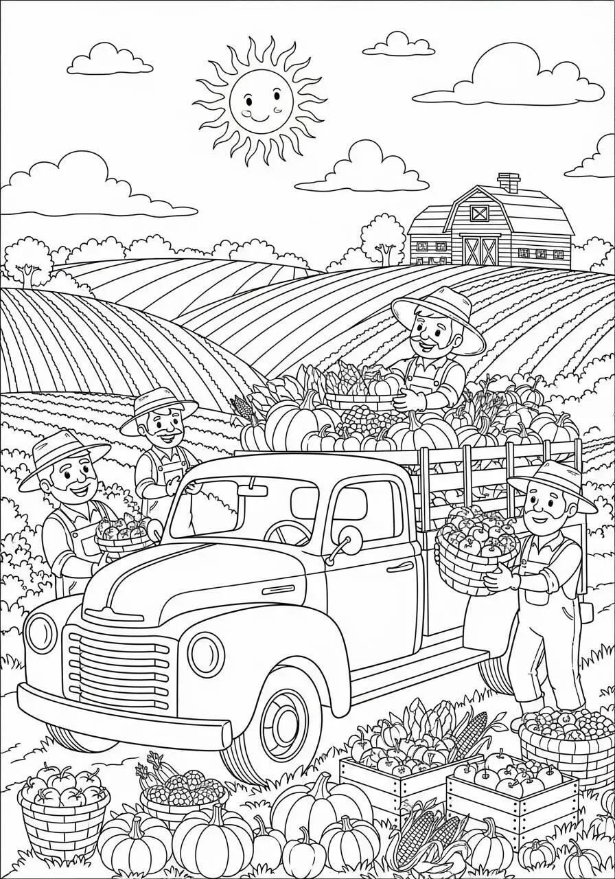 Camión De Cosecha Dibujo para colorear