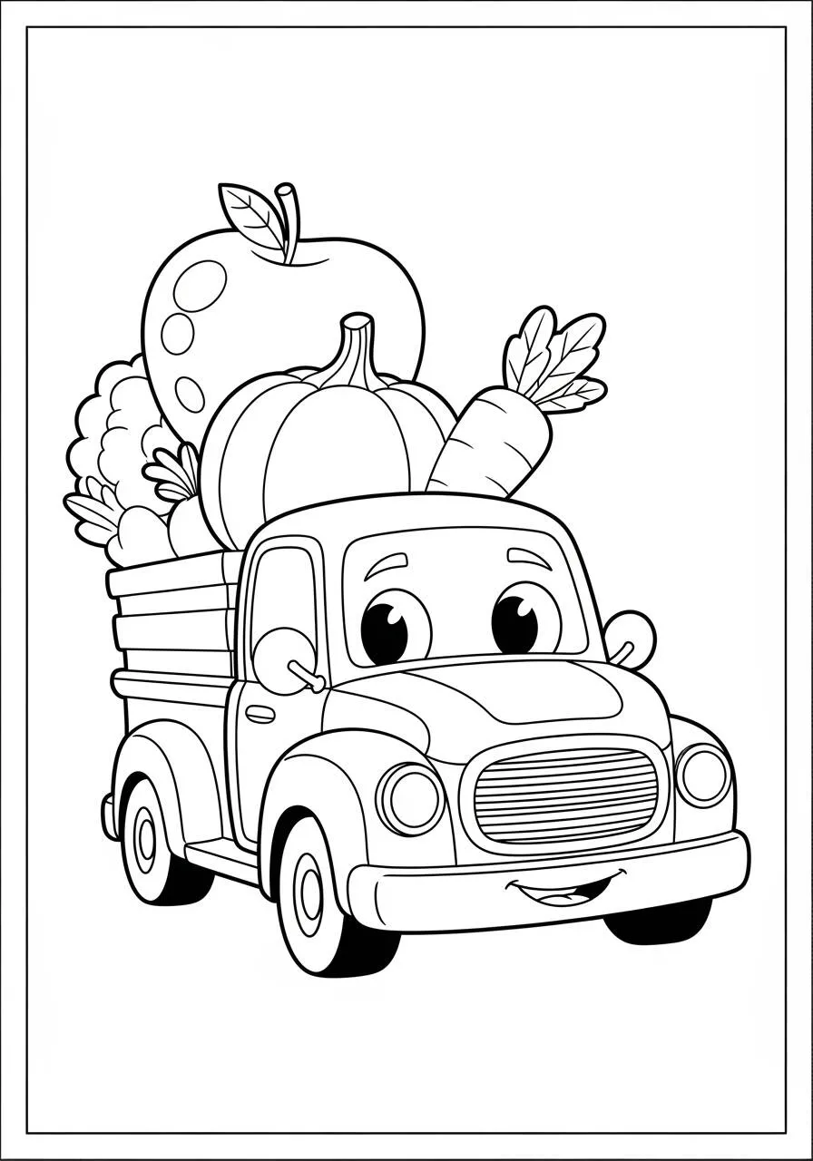 Camión de frutas y verduras Dibujo para colorear