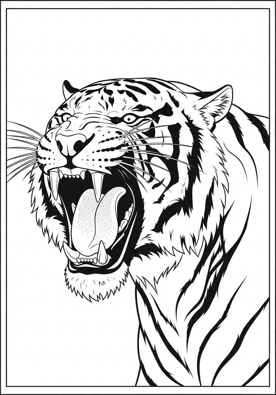 Desenho de Tigre Feroz para Colorir
