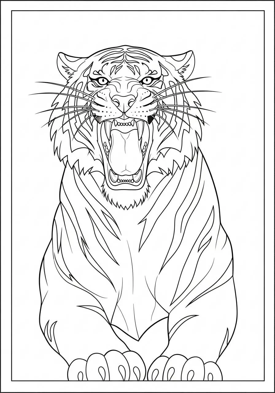 Desenho de Tigre Feroz para Colorir