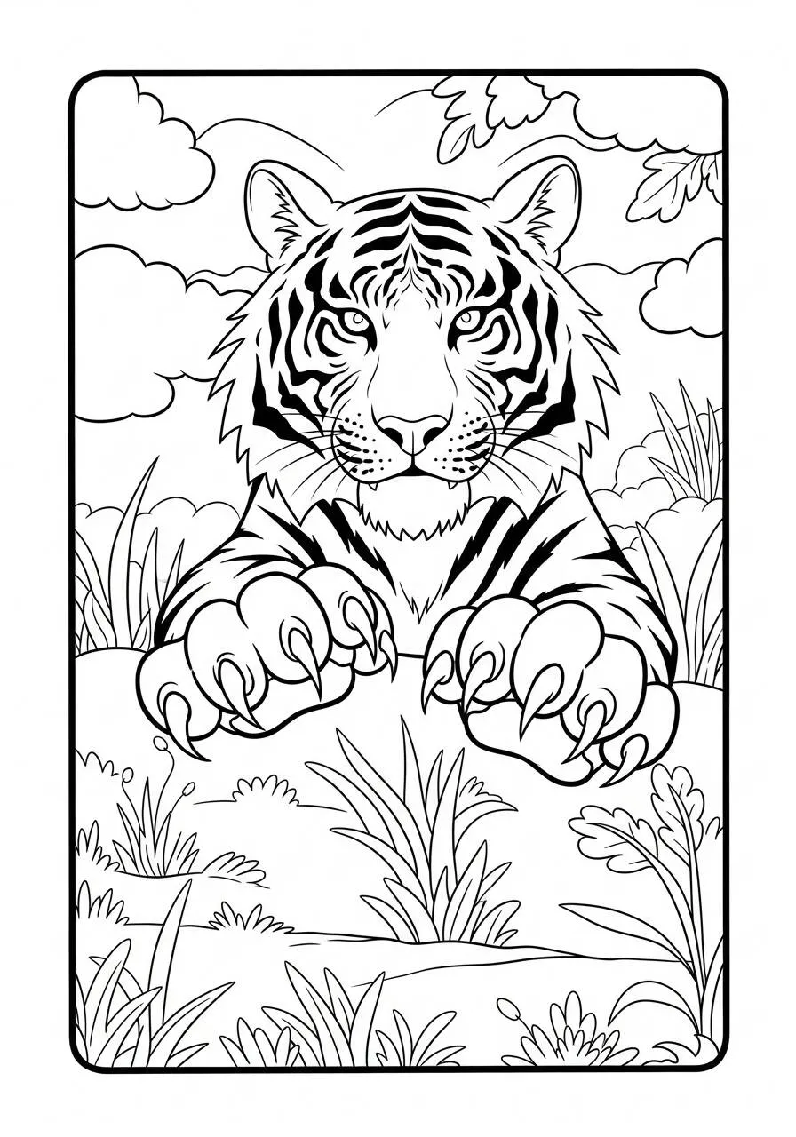 Desenho de Tigre Realista para Colorir