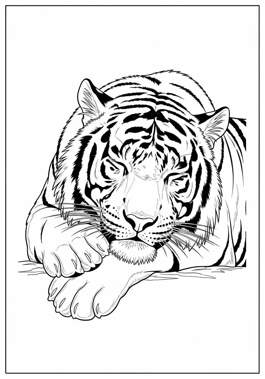 Desenho de Tigre Realista para Colorir