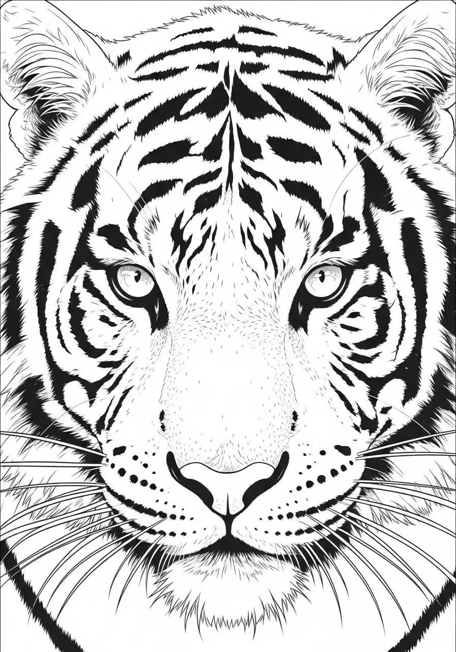 Desenho de Tigre Realista para Colorir