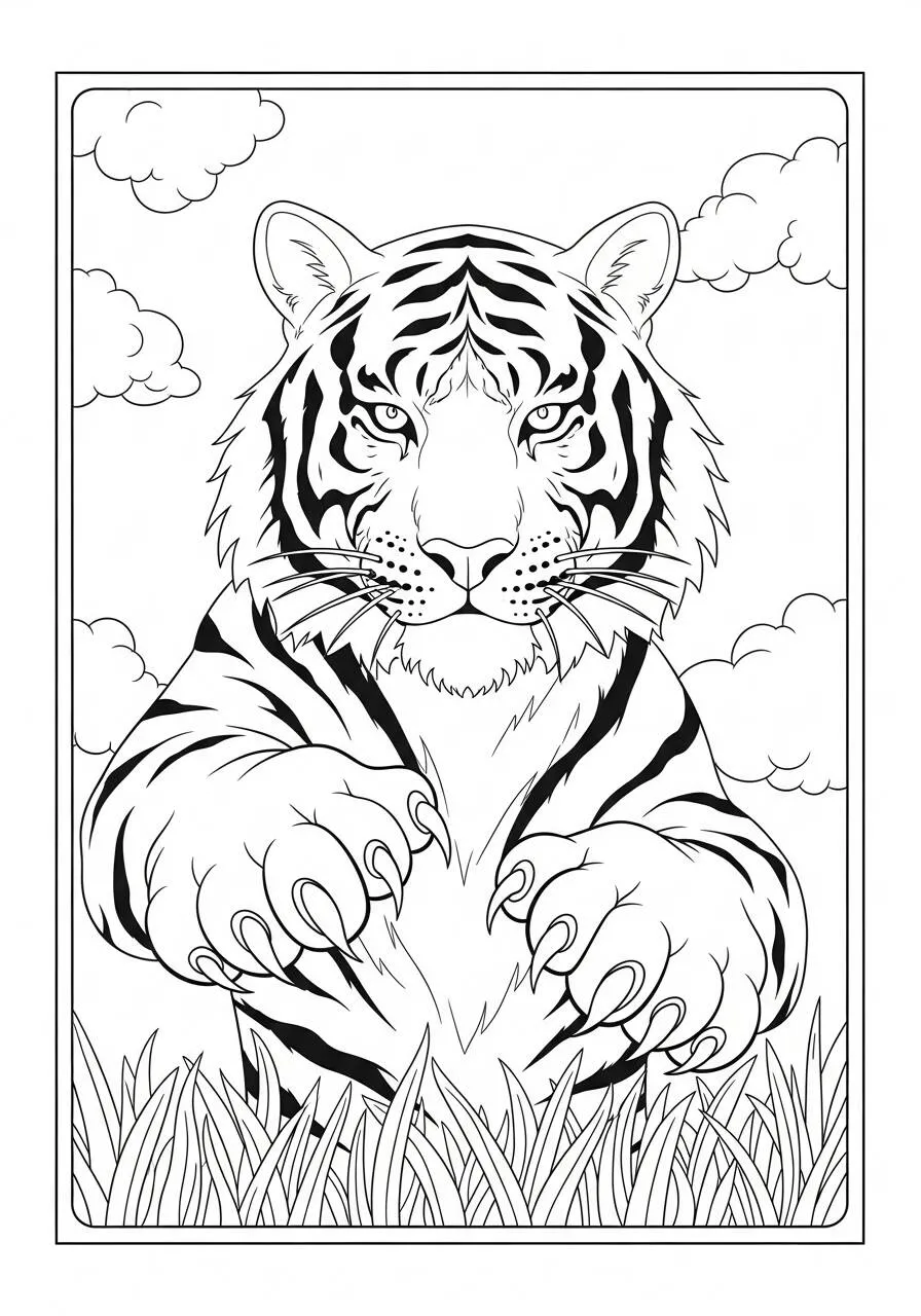 Dibujo para colorear de tigre realista