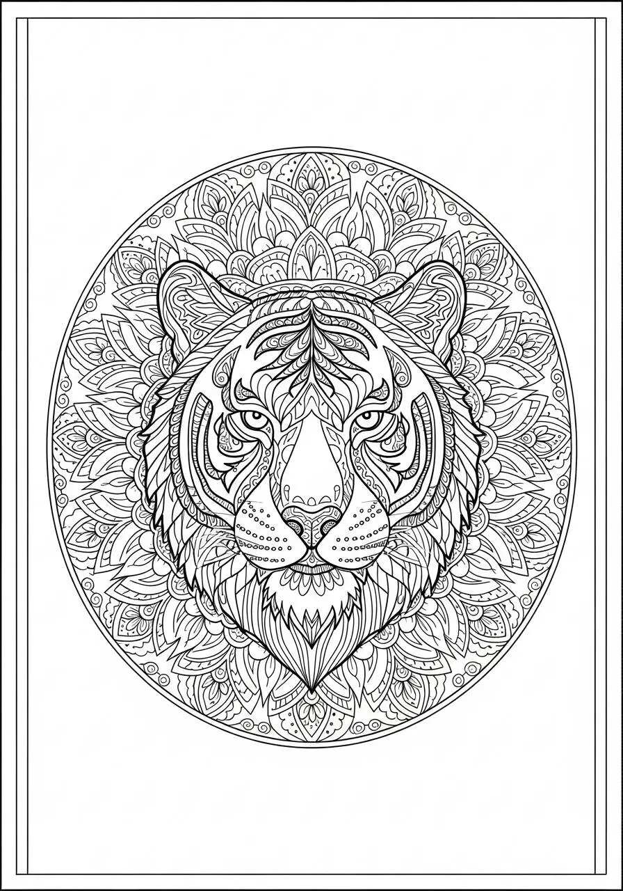 Dibujo de tigre mandala para colorear