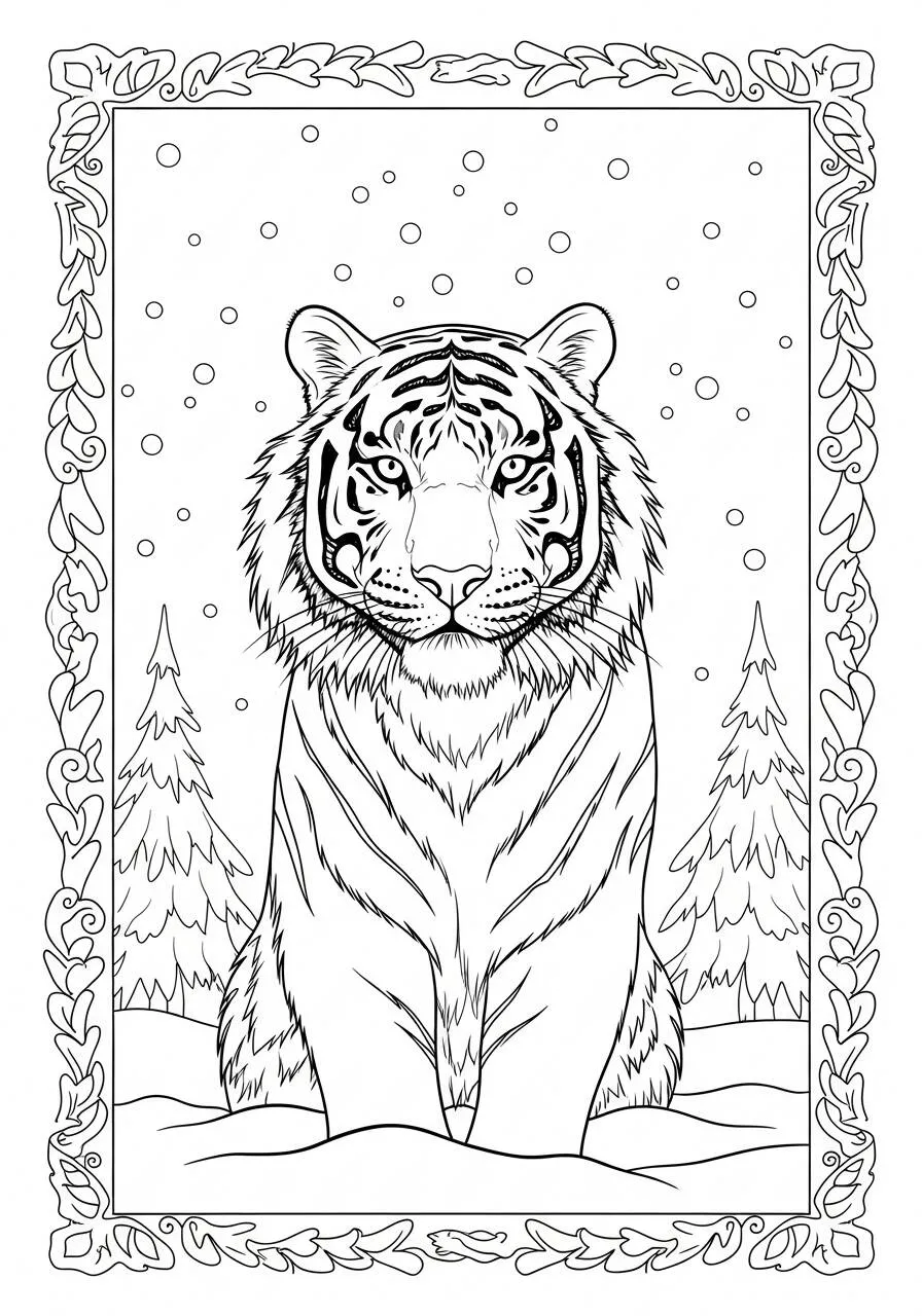 Dibujo para colorear del tigre majestuoso