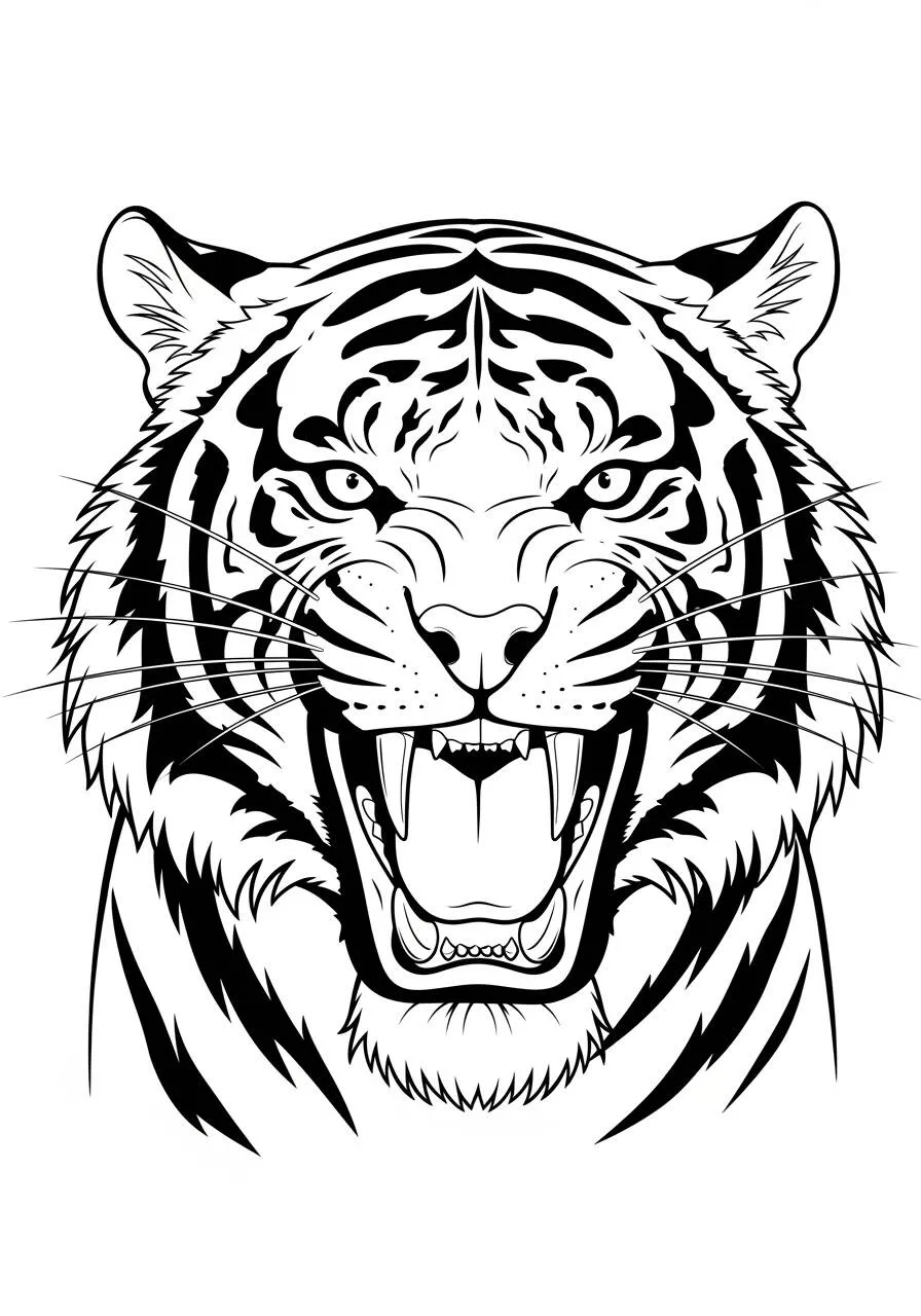 Dibujo para colorear de tigre feroz