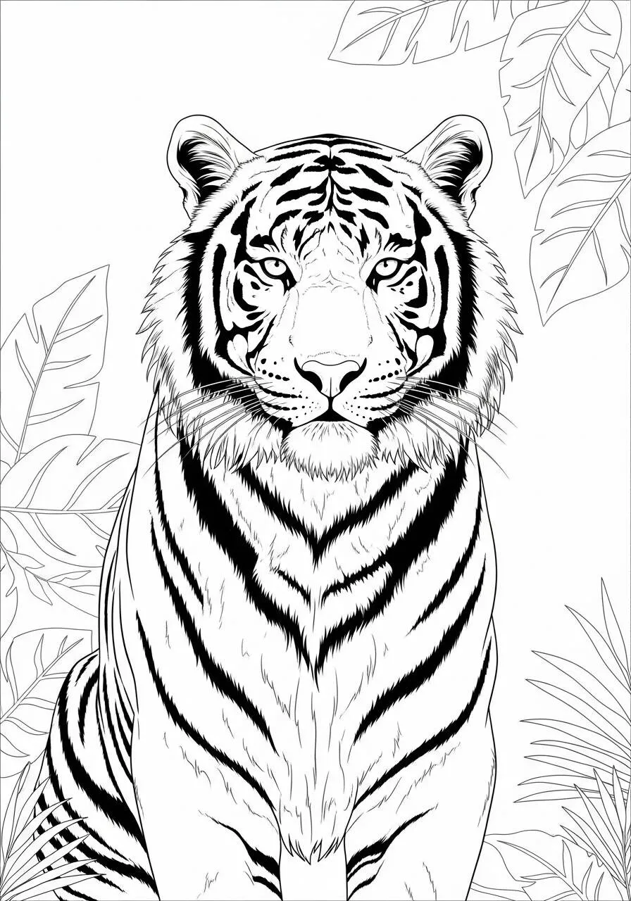 Página para colorear de tigre realista