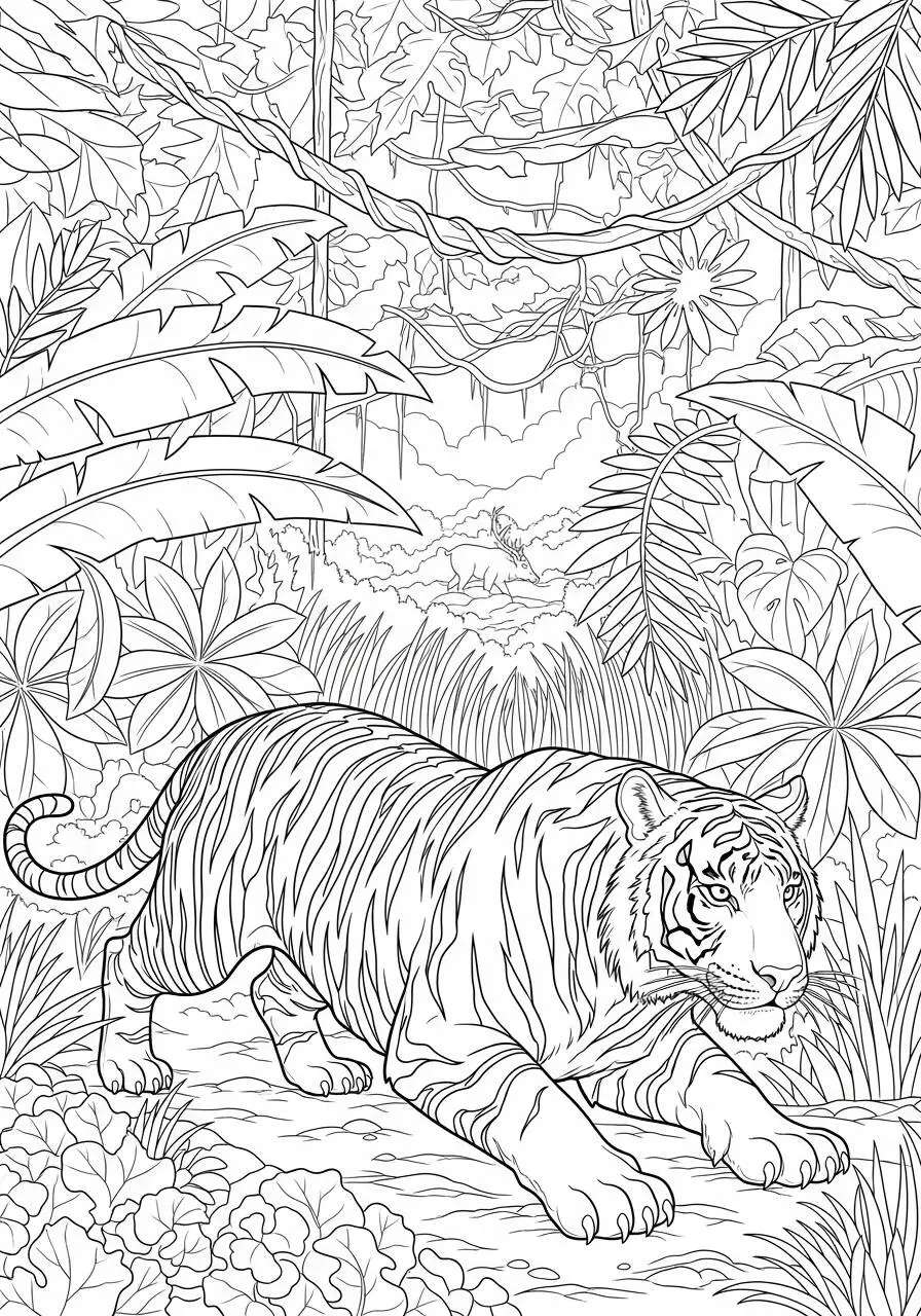 Página para colorear de tigre salvaje