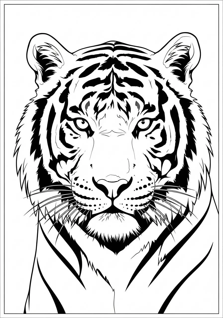 Página para colorear del tigre majestuoso