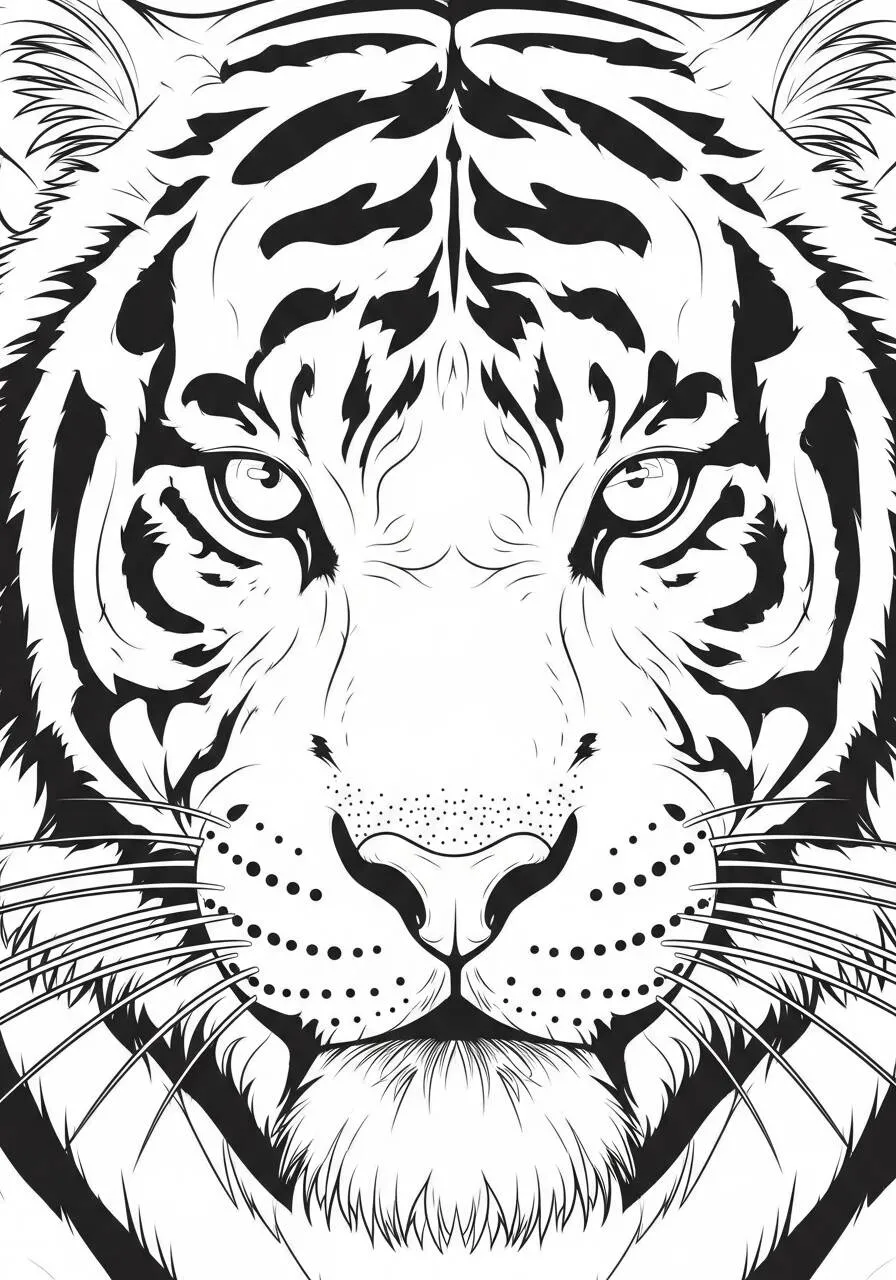Página para colorear del tigre majestuoso