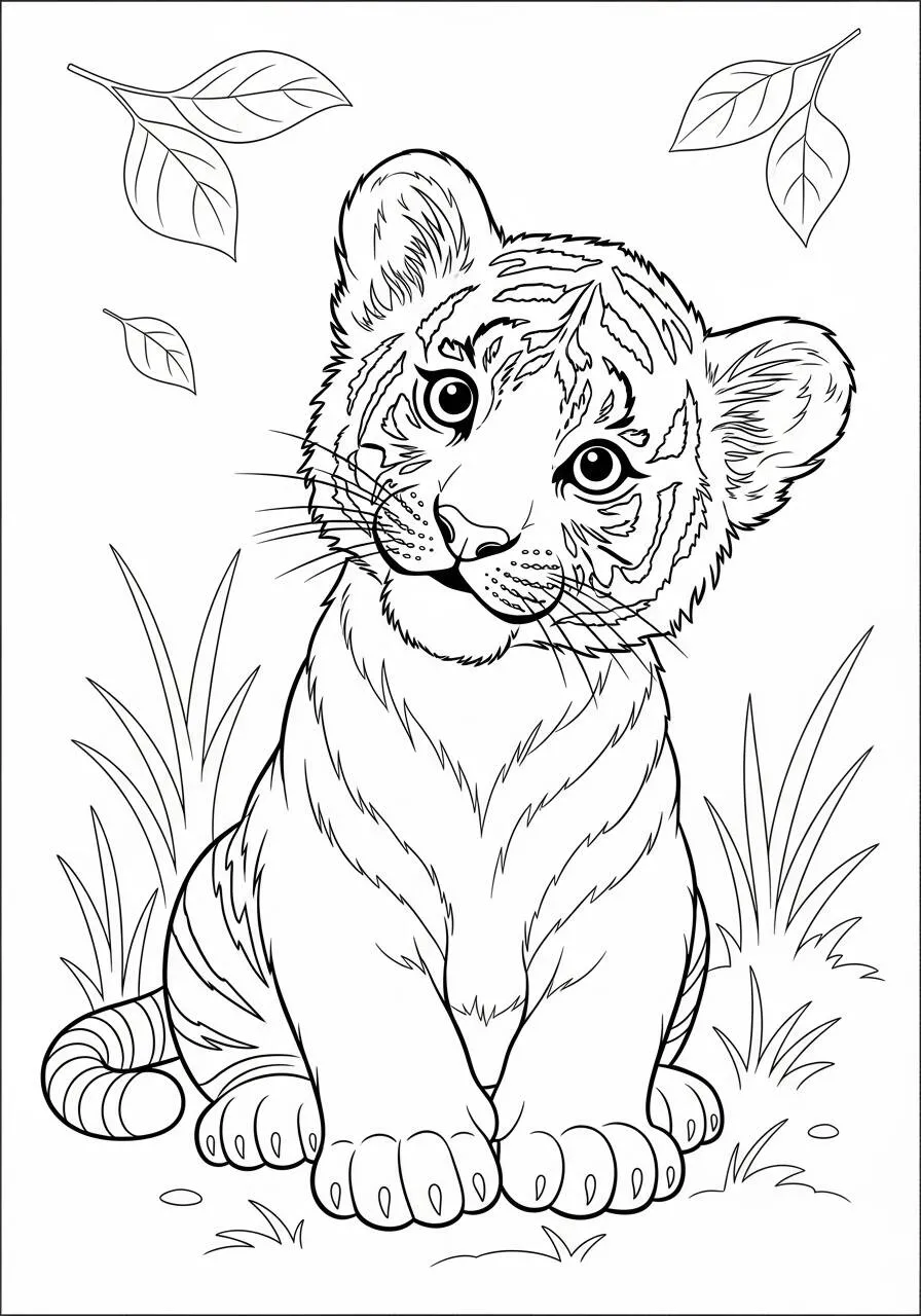 Página para colorear de tigre bebé