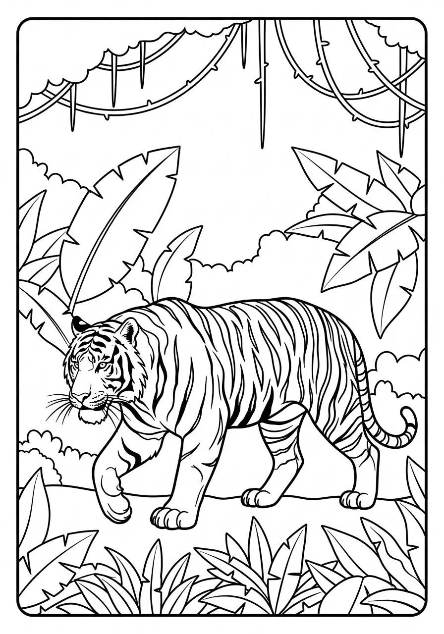 Página para colorear de tigre salvaje