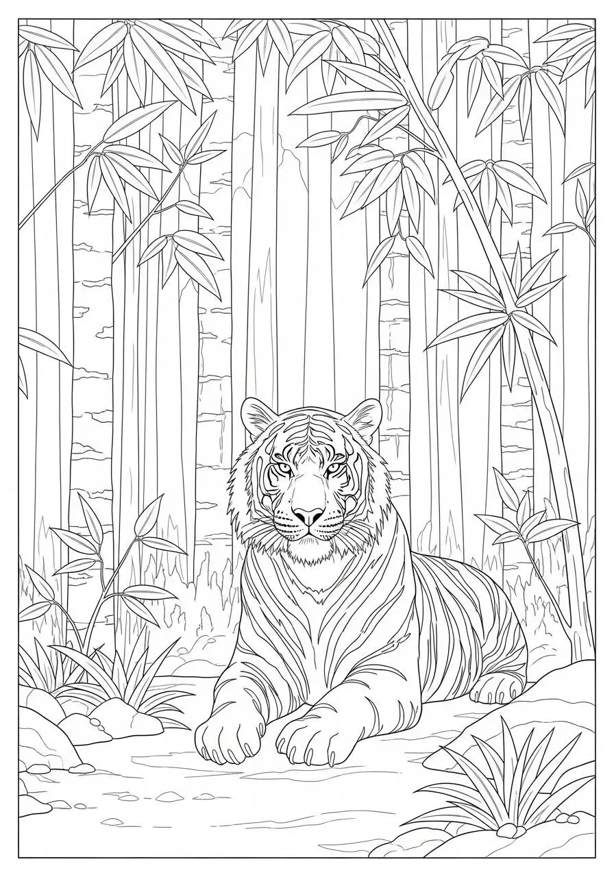 Desenho de Tigre Realista para Colorir