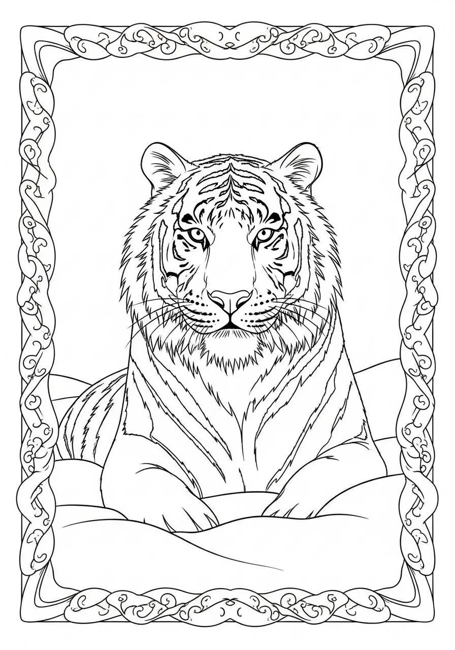 Página para colorear de tigre realista