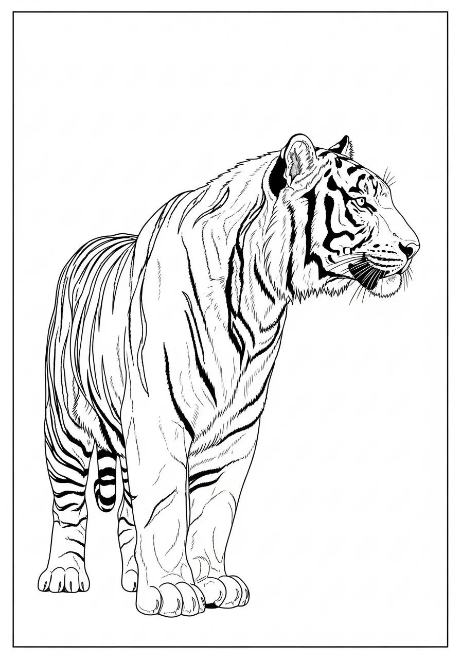 Página para colorear de tigre realista