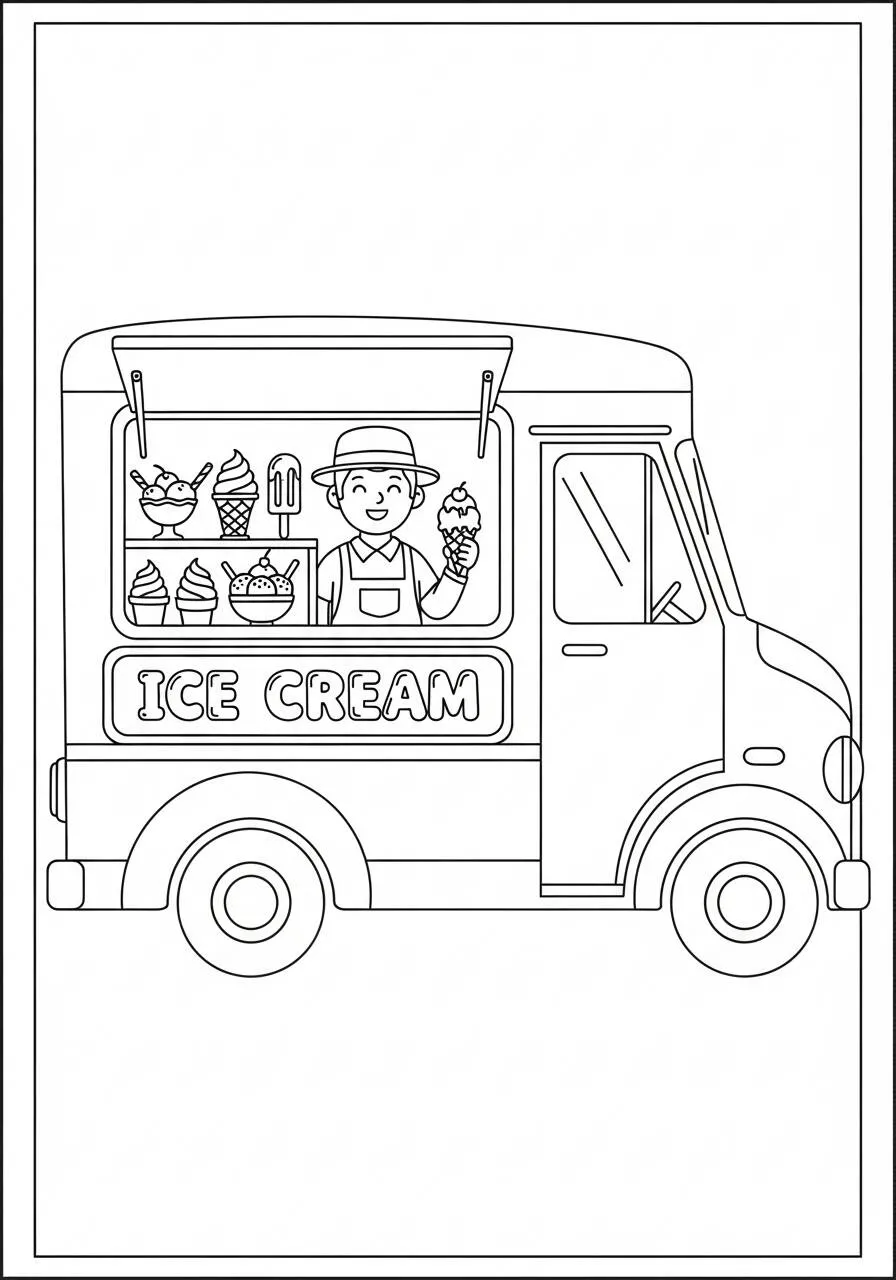 Desenho de Caminhão de Sorvete para Colorir
