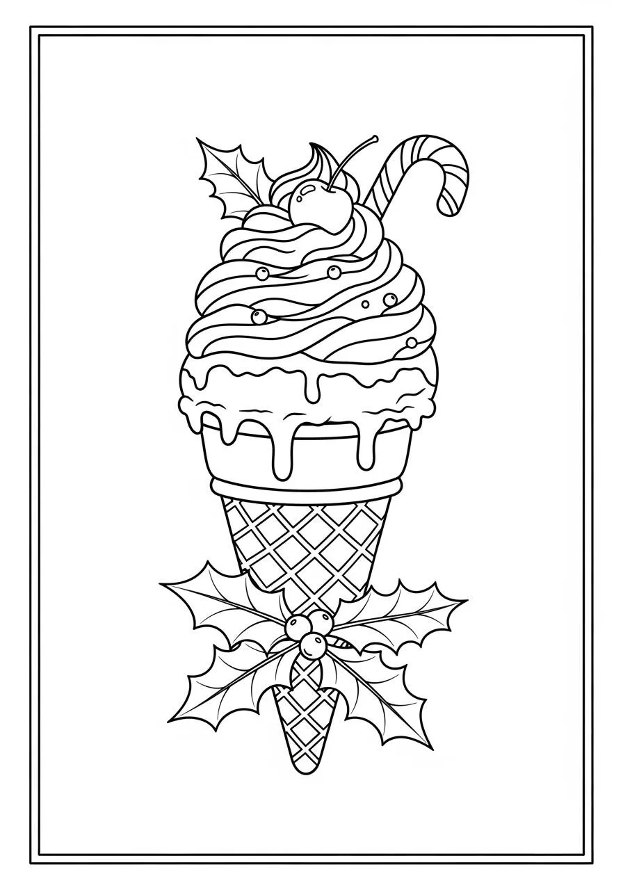 Desenho de Sorvete Natalino para Colorir