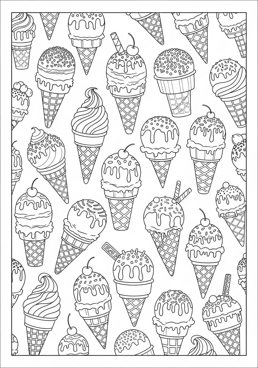 Desenho de Sorvete Variado para Colorir