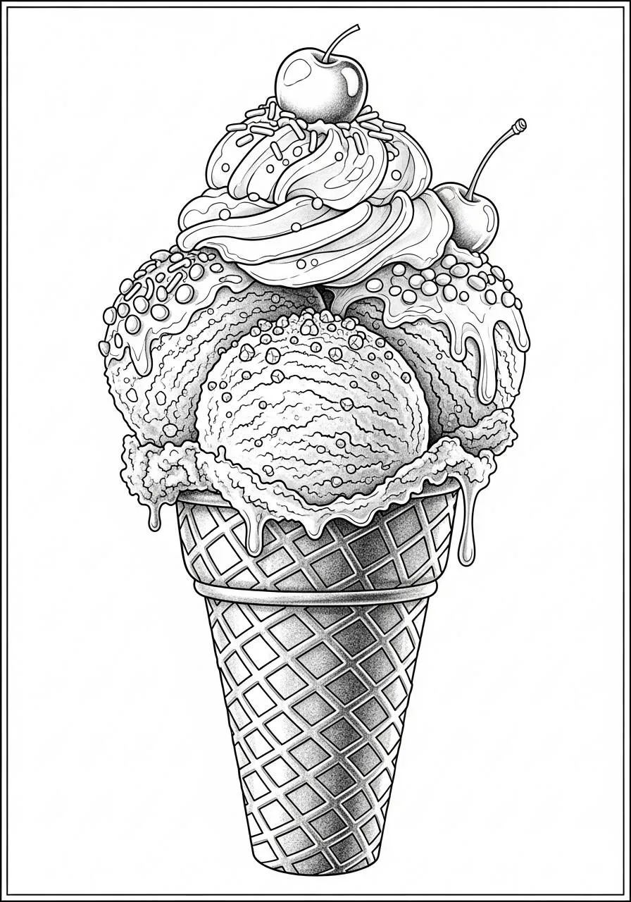 Coloriage de délicieuses glaces