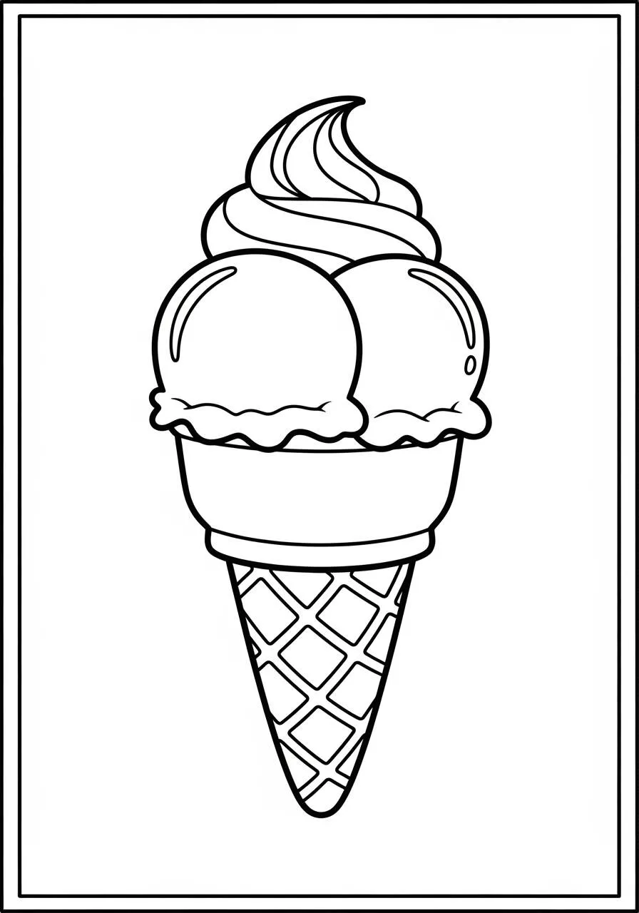 Desenho de Sorvete Clássico para Colorir