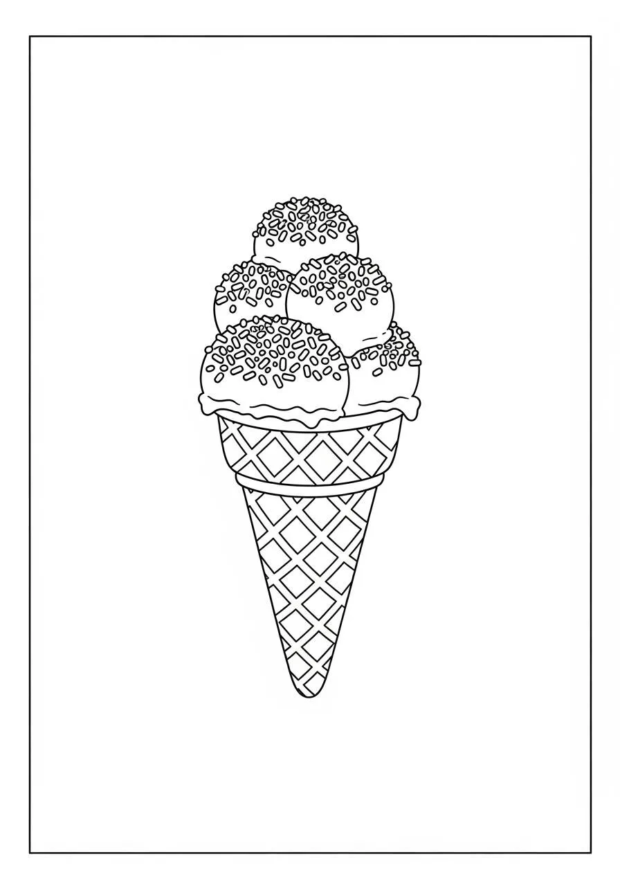 Desenho de Sorvete com Granulado para Colorir