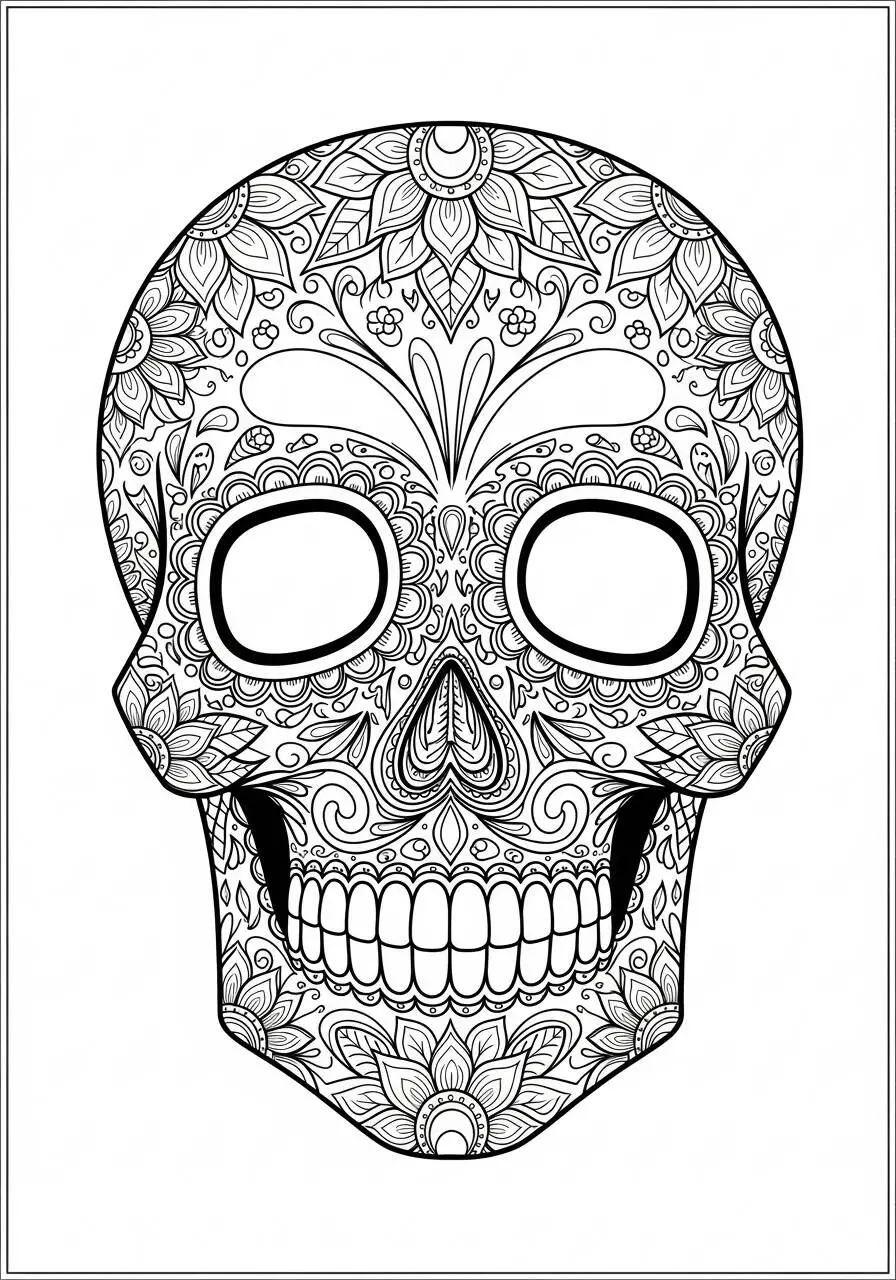 Dibujo para colorear de calavera de Víspera de Todos los Santos