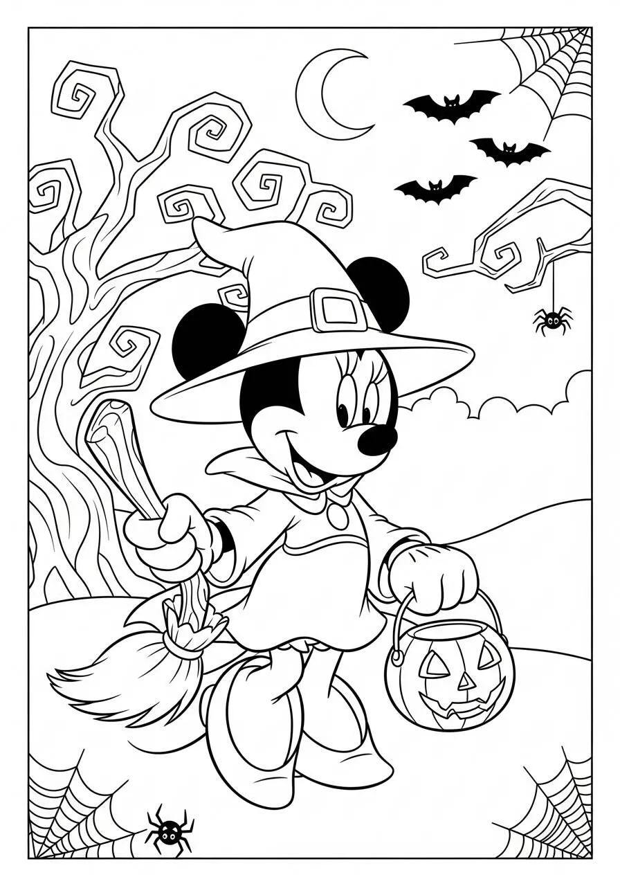 Desenho de Halloween com Rato Mágico para Colorir