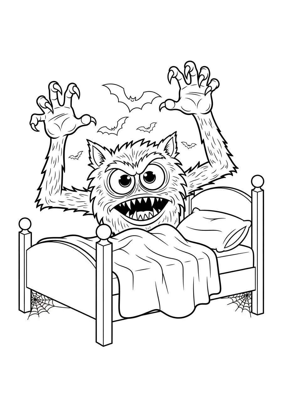 Desenho de Halloween com Monstro para Colorir