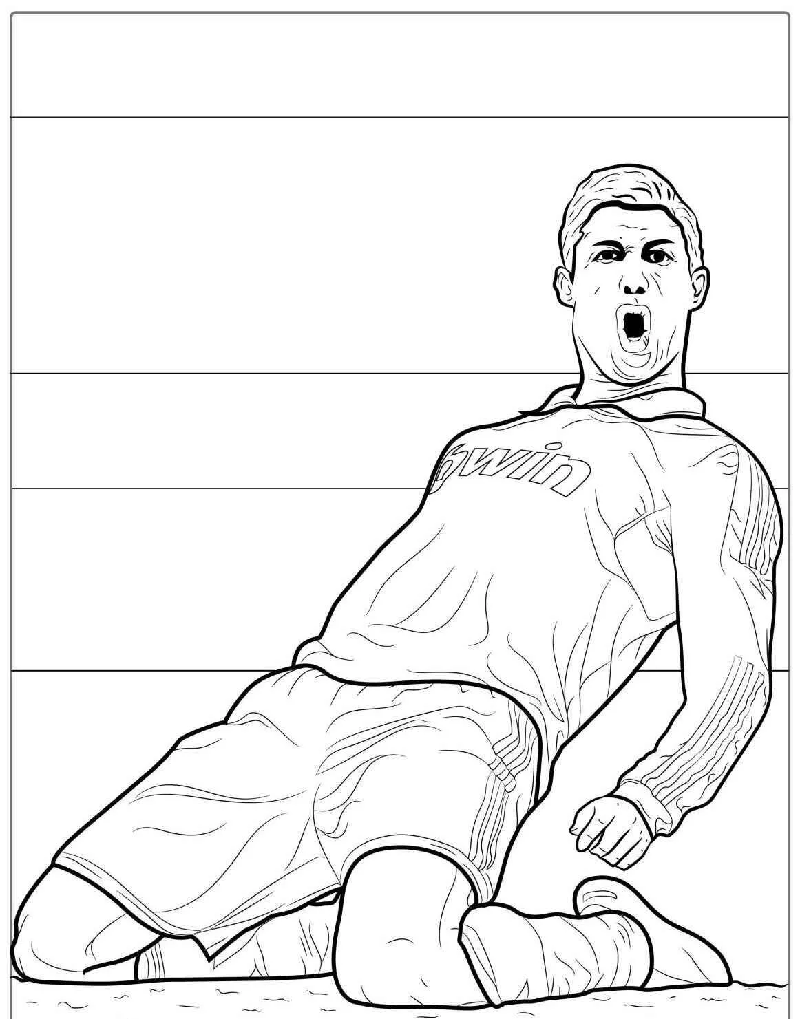 Desenho do Cristiano Ronaldo Celebrando um Gol para Colorir