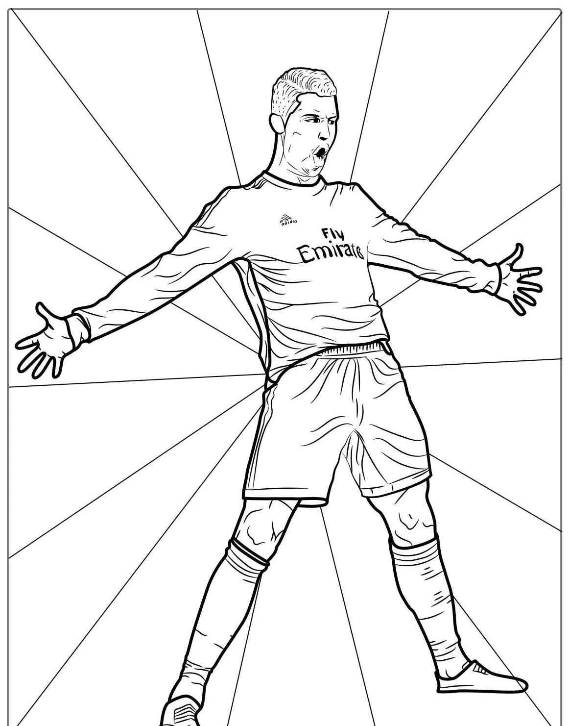 Desenho do Cristiano Ronaldo Comemorando um Gol para Colorir