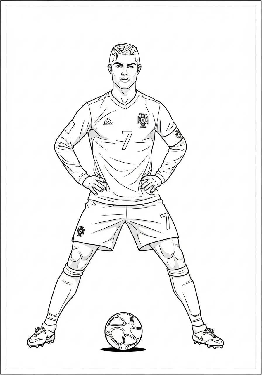 Desenho do Cristiano Ronaldo em Ação para Colorir