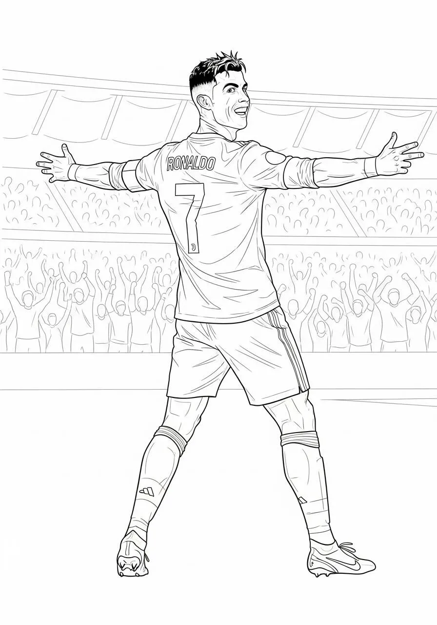 Desenho do Cristiano Ronaldo Comemorando um Gol para Colorir