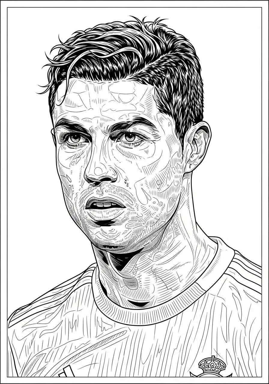 Desenho do Cristiano Ronaldo para Colorir   Retrato do Craque