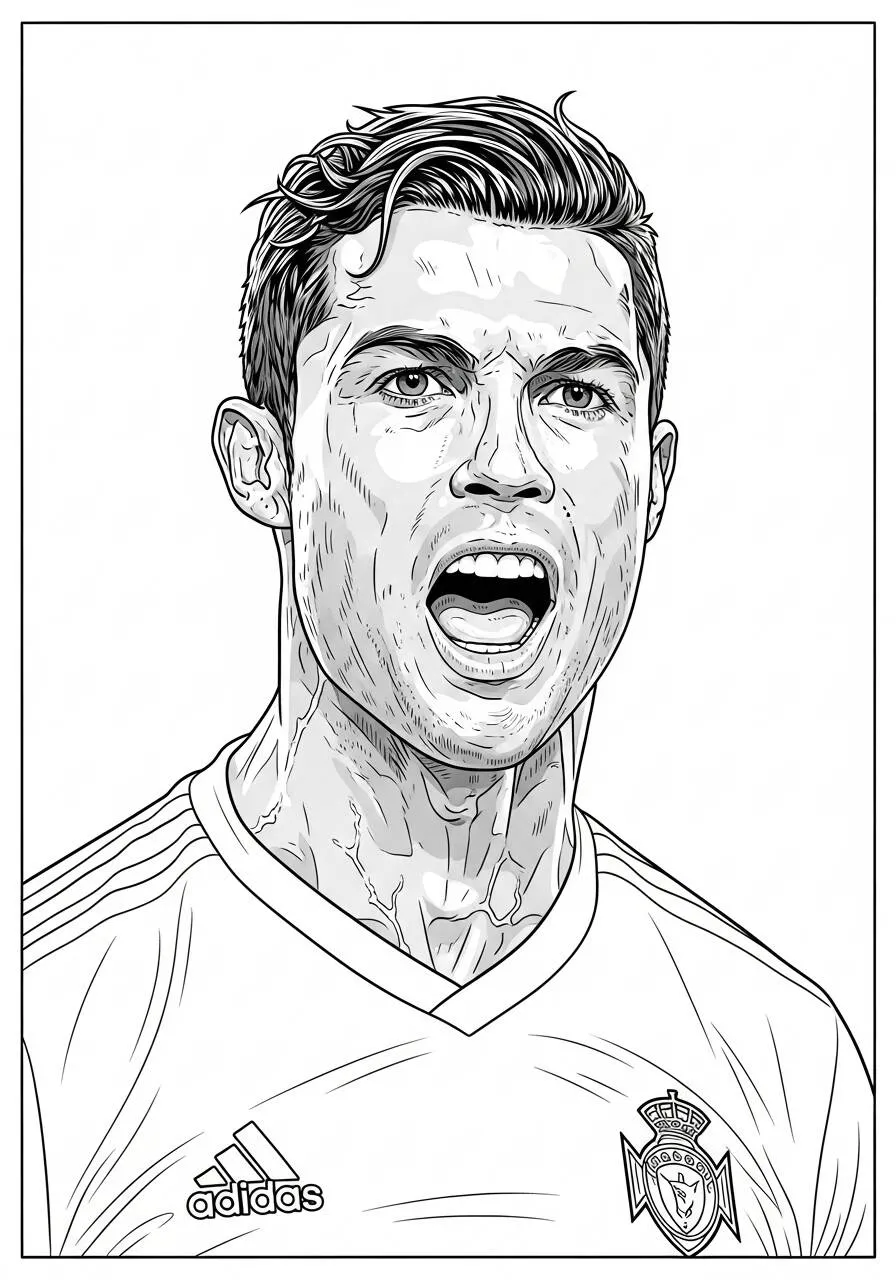Desenho do Cristiano Ronaldo em Ação para Colorir