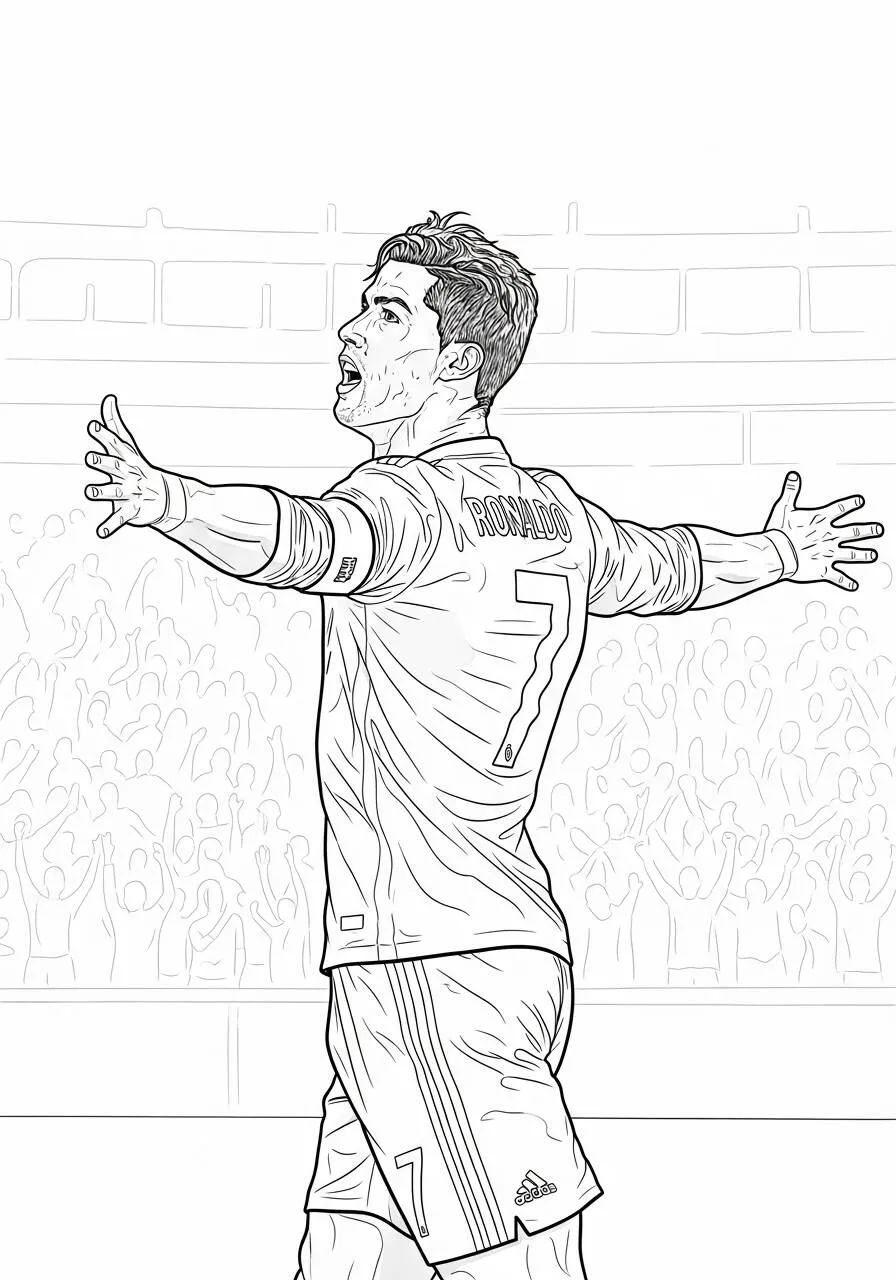 Desenho do Cristiano Ronaldo Comemorando um Gol para Colorir