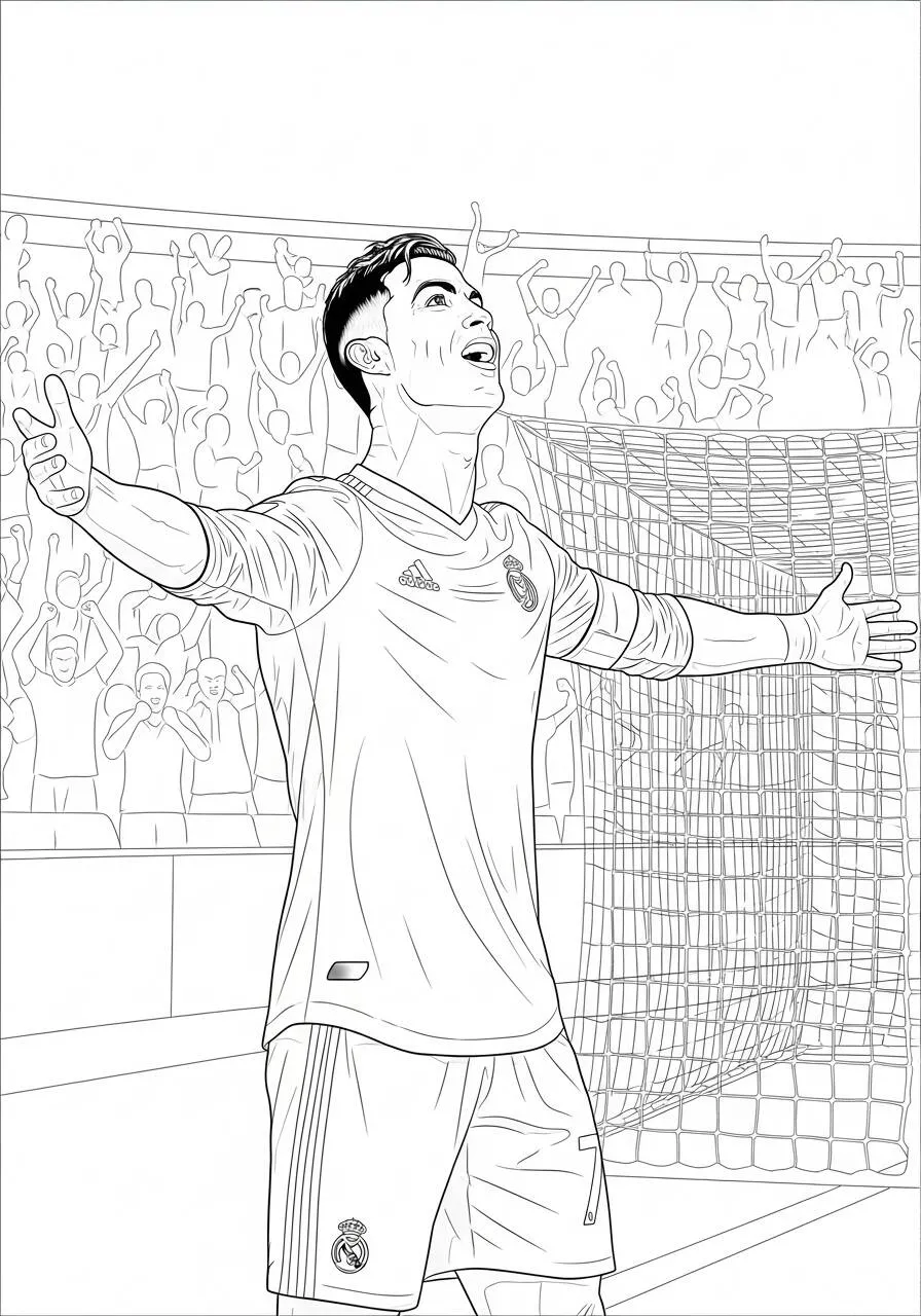 Desenho do Cristiano Ronaldo Comemorando um Gol para Colorir