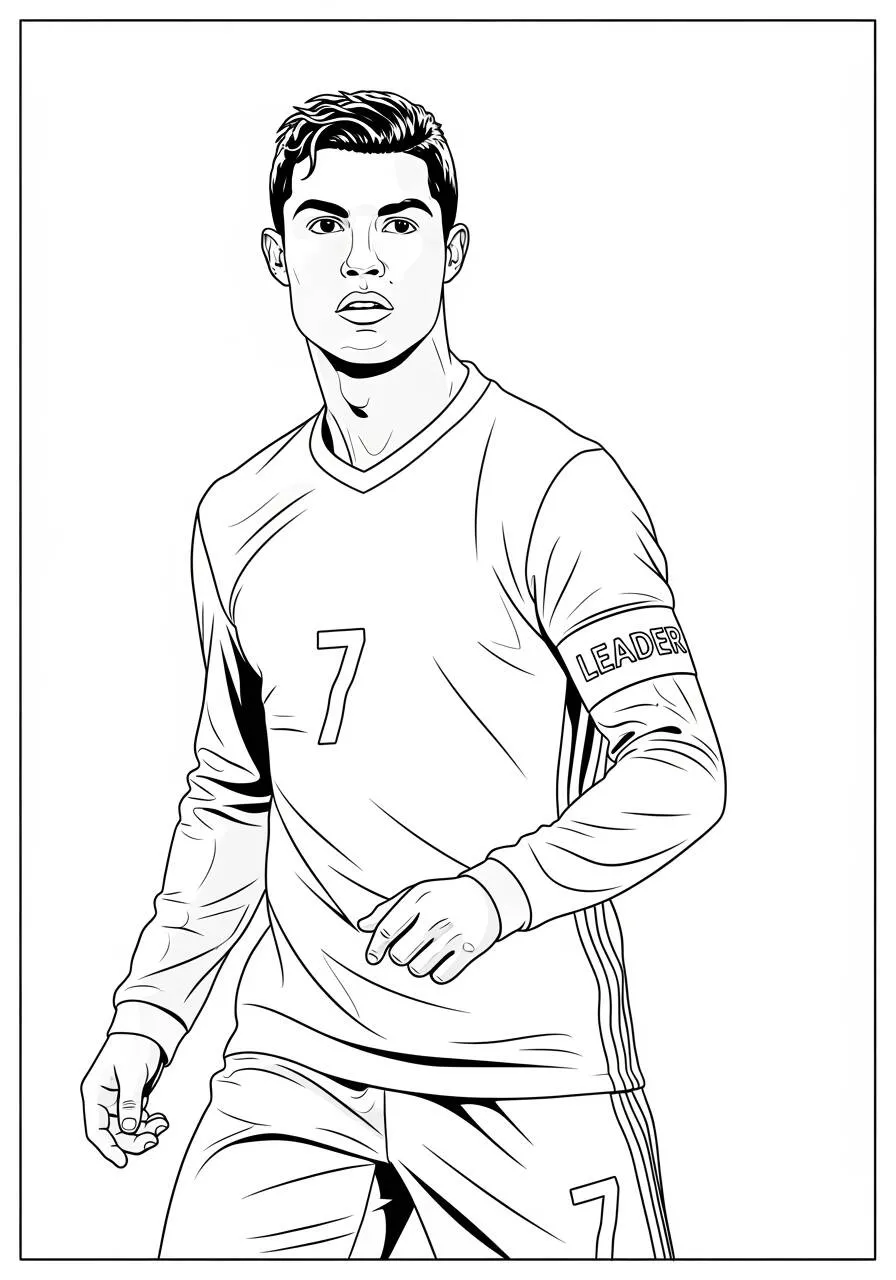 Desenho do Cristiano Ronaldo em Ação para Colorir