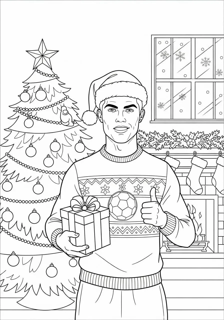 Desenho do Cristiano Ronaldo Natalino para Colorir