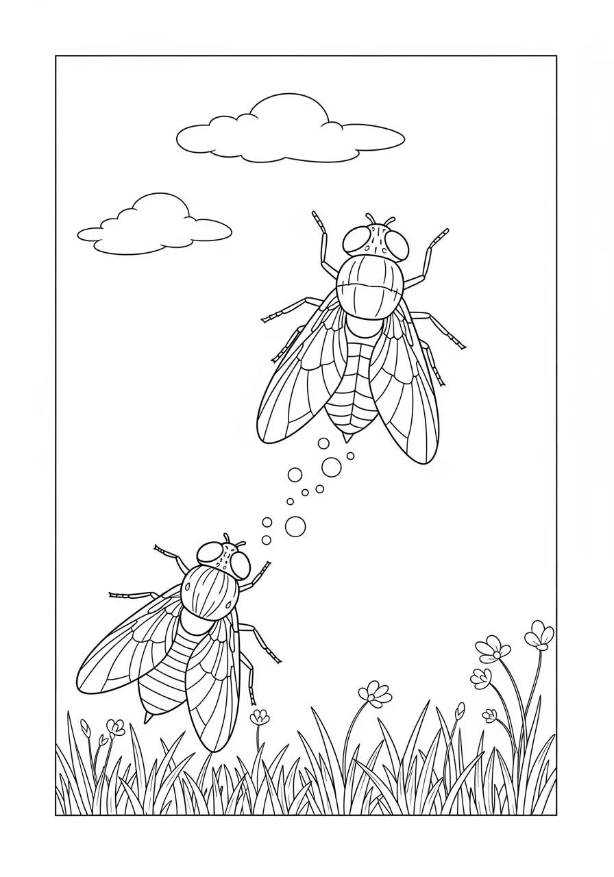 Dibujo para colorear de insectos voladores