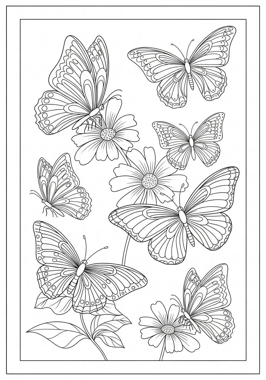 Desenho de Inseto de Borboletas para Colorir