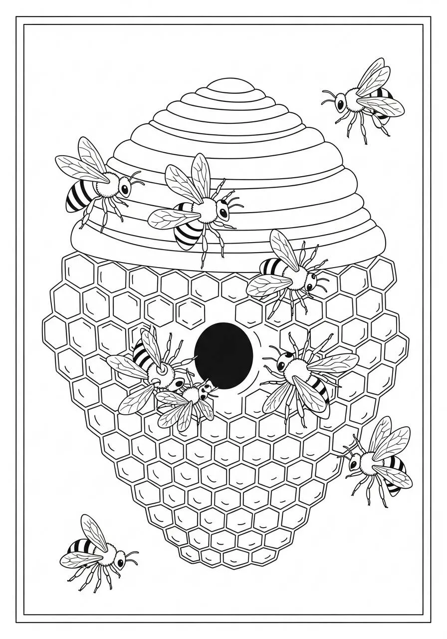 Desenho de Inseto de Abelhas para Colorir