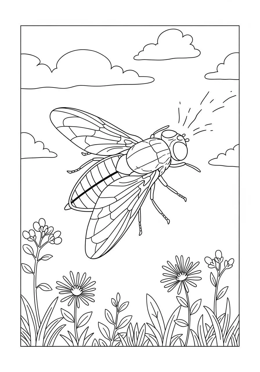 Desenho de Inseto de Cigarra para Colorir