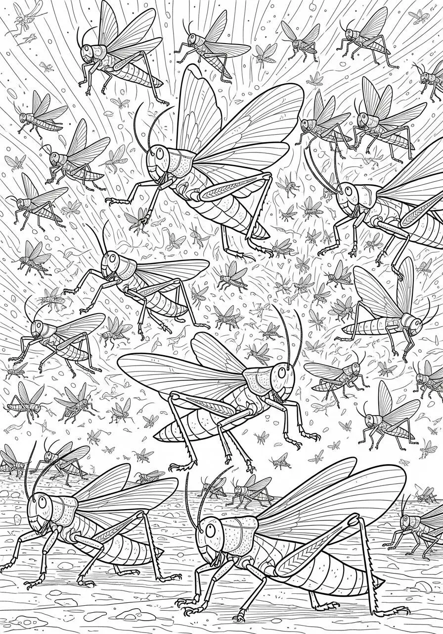 Desenho de Inseto de Gafanhoto para Colorir