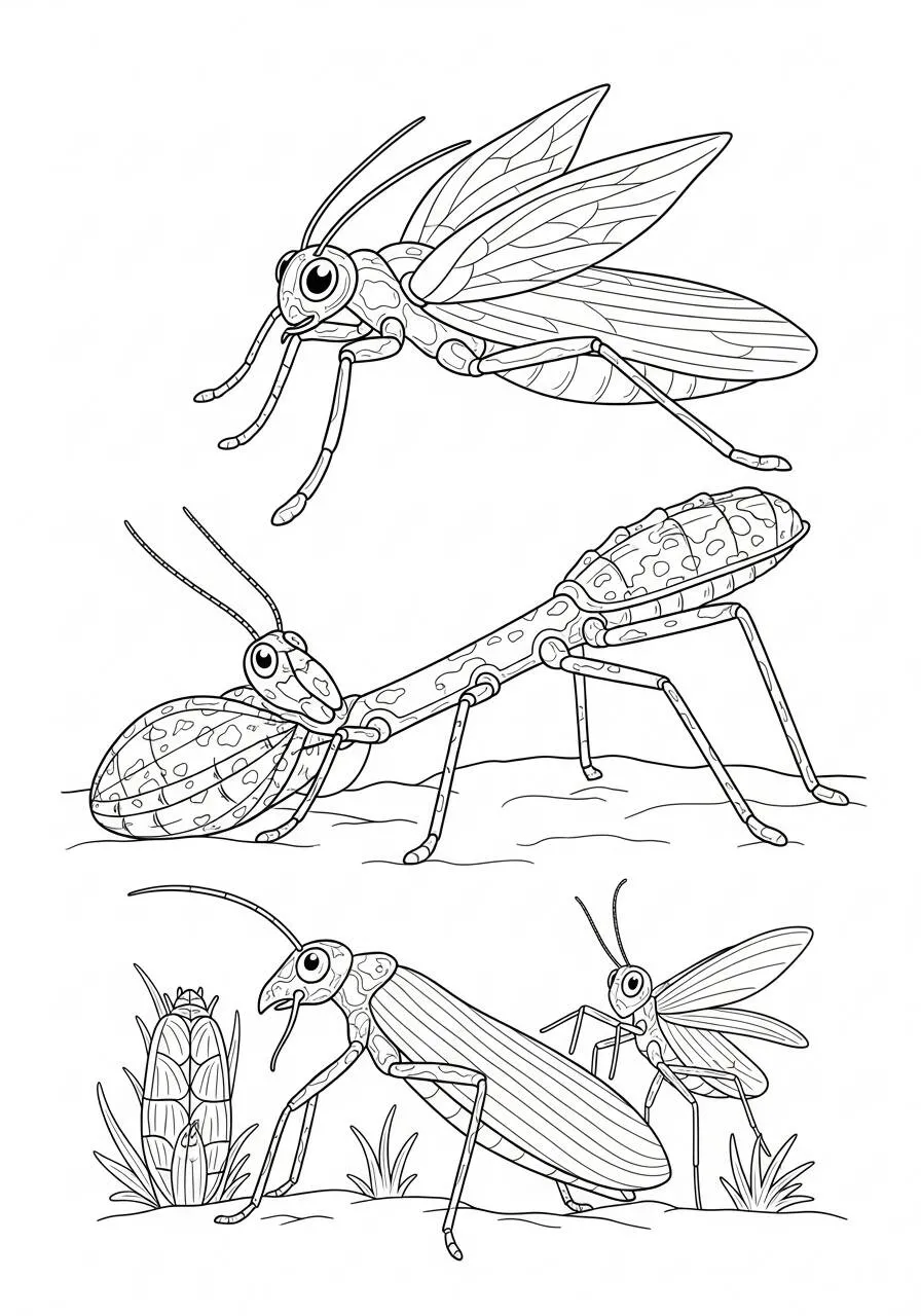 Desenho de Inseto de Louva a Deus para Colorir