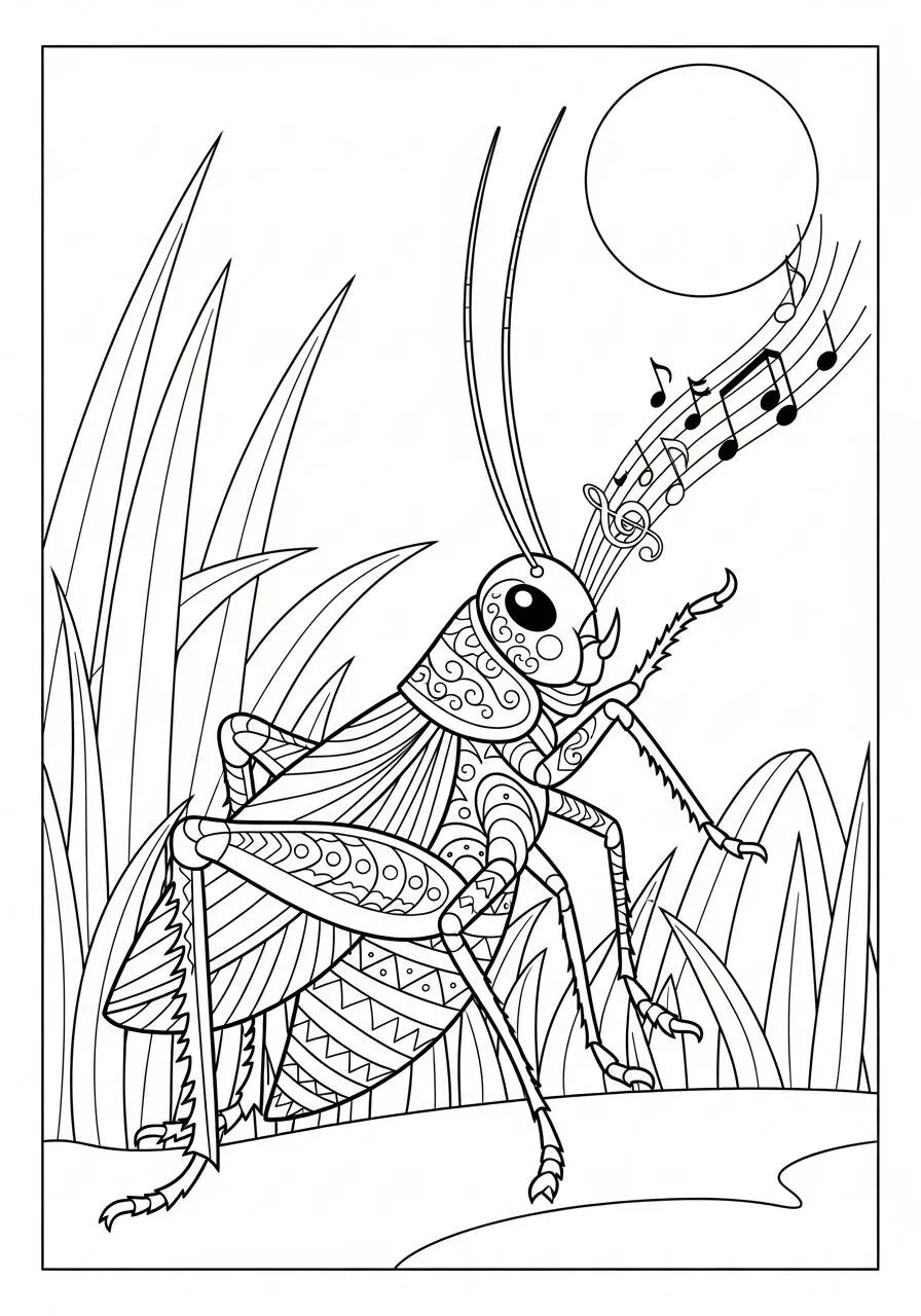 Desenho de Inseto de Grilo para Colorir
