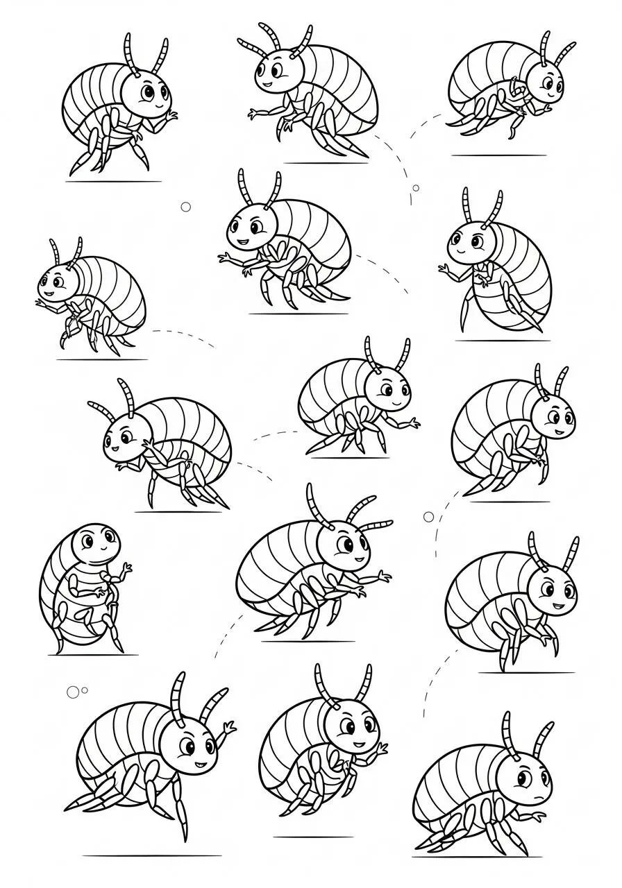 Coloriage d'insectes aux puces