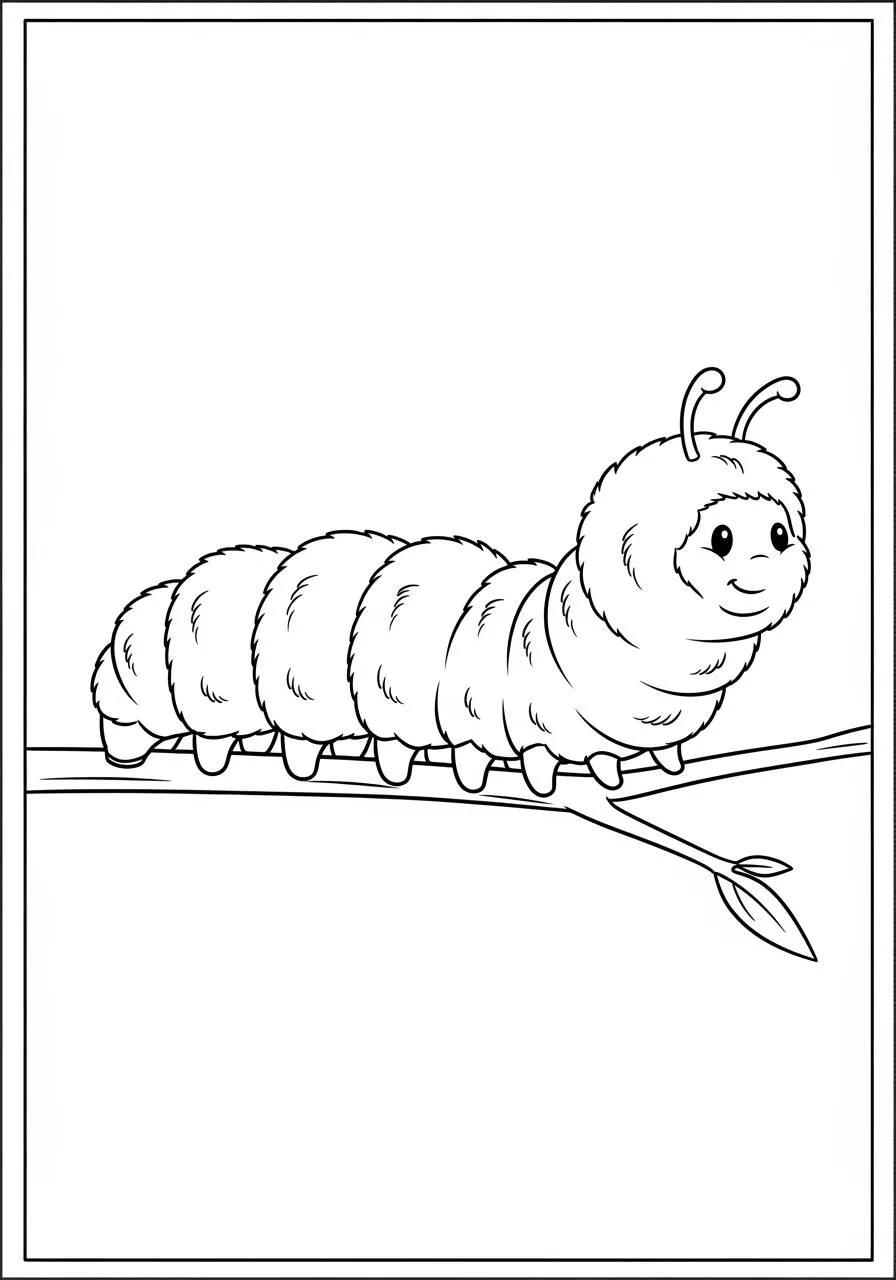 Desenho de Inseto de Lagarta para Colorir