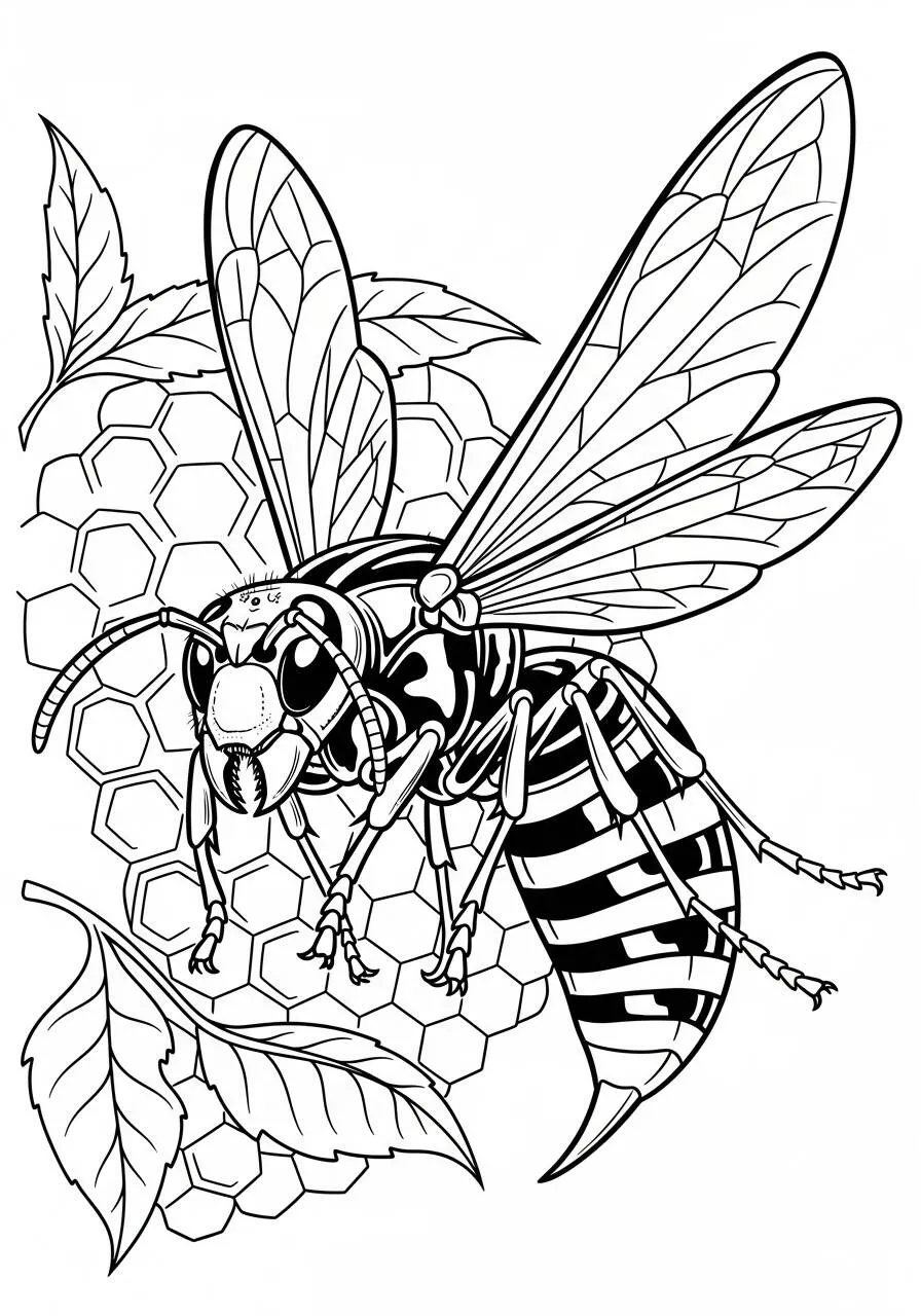 Desenho de Inseto de Abelha para Colorir